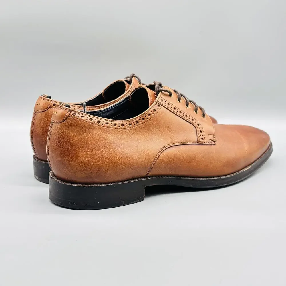 Cole Haan Shoes Mens 12 Brown Leather Grand OS Plain Toe Oxford Lace Up Dress